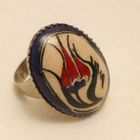 Кольцо винтажное. " Мак"  Горячая эмаль. 18,5.