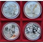 Возрожденные растения! Серебро! Полный комплект! Зверобой четырехкрылый, Гроздовник простой, Надбородник безлистный, Лапчатка скальная! Тираж от 750 штук! 2013 - 2017 год! ВОЗМОЖЕН ОБМЕН!