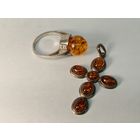 Серебряное Кольцо и крест с янтарём (искусственный) С рубля