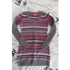 Evona Длинный Полосатый Свитер Пуловер Узор Этника Разноцветный Теплый Полушерсть Размер М