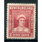 Британские колонии - Ньюфаундленд - 1938/44г. - королева Елизавета, перфорация 12 1/2, 3 с - 1 марка - чистая, без клея, есть пятнышки на лицевой стороне [Mi 233]. #3-WB-88-A-1