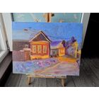 Картина Сумерки в деревне