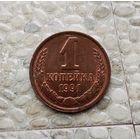 1 копейка 1991(Л) года СССР. Шикарная монета красного цвета! Как новая! В коллекцию!