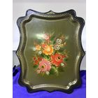 Поднос цветы роспись авт Воронова с рубля