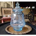 Старинная ваза конфетница с крышкой Ручная выдувка, ручная резьба