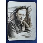 Фото юноши со знаком ОСОАВИАХИМа. Рогачев? 1940 г. 9х12 см.