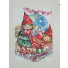Раудсепп с новым годом  Петуха 1990   10х15  см