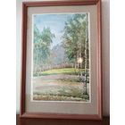 Старая акварель под стеклом