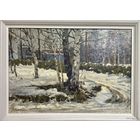 Корженевский А.С "Талый снег", 1973г. Картон, масло. Размер 35х49 см.