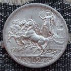Италия 2 лиры 1916 года, UNC. Колесница. Король Виктор Эмануэль III. Серебро! Сторгуй за свою цену, предложи обмен! S70