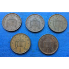 Великобритания 1 пенни 1971, 1973, 1975, 1976, 1977, 1979, 1980