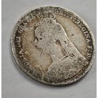 1891 год Англия 6 пенсов серебро