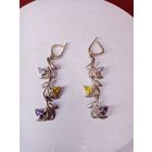 С рубля без мц. серьги "Цветочки" :1J 8ХЮ лист925пр. длина 6см.