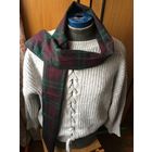 Шарф кашне мужское в Клетку Шерсть темно-бордо и темно-Зеленый