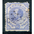 Нидерландские колонии - Кюрасао - 1876/89г. - король Вильгельм III, 10 с - 1 марка - гашёная с сильным повреждением справа. #3-WB-69-A-1