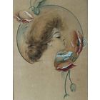 Картина Ар-нуво Модерн Art Nouveau США оригинал 20е 42х26см