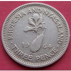 Родезия и Ньясаленд.  3 пенса 1964 год KM#3  "Глориоза"
