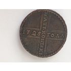 5 копеек 1725 г, Оригинал Редкий год,Петр 1, медный крестовый пятак