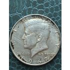 Пол доллара квотер 1967 серебро