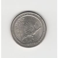 Квотер (25 центов) США "Нацзаказник Кисатчи" 2015 Р Лот 0592