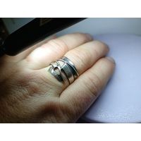 С рубля без мц. кольцо "Волна", 6ХХА 925пр. диам 2.1х2.2см.