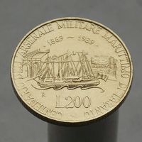 Италия 200 лир 1989 100 лет морской военной базе в Таранто