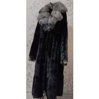 ДЛИННАЯ НОРКОВАЯ ШУБА С ПОЯСОМ. Длина - 114 см. Размер 48.