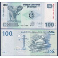 Конго, 100 франков 2022 г., P-W98B (Oberthur), UNC