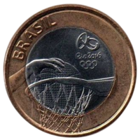 ФЕДЕРАТИВНАЯ РЕСПУБЛИКА БРАЗИЛИЯ 1 РЕАЛ 2015. XXXI летние Олимпийские Игры, Рио-де-Жанейро 2016 - Баскетбол