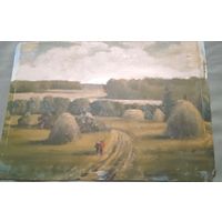 Картина СССР 1950е масло пейзаж поле