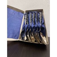 Набор чайных ложек на 6 персон с ручками в виде цветков , Казаковское производственное ювелирное объединение СССР