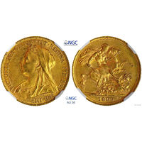Соверен 1899 г. Королева Виктория (1838 - 1901). Великобритания. NGC AU 58. Золото. КМ# 785