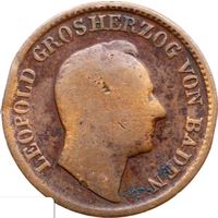 РАСПРОДАЖА!!! - ГЕРМАНИЯ БАДЕН 1 крейцер 1846 год "ЛЕОПОЛЬД БАДЕНСКИЙ"