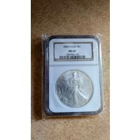 2004 США 1 Доллар Walking Liberty в слабе NGC MS69 1oz серебро .999