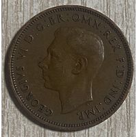 Монета 1/2 пенни. 1946 год, Великобритания. Король Георг VI.