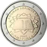 2 Евро  2007 Финляндия 50 лет подписания Римского договора  UNC
