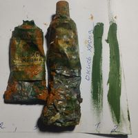 Художественные краски СССР Окись хрома осталась 1 большая туба цинковая туба ГОСТ 11826-77 Завод Ленинград