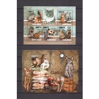 Гвинея-Биссау 2010 Фауна домашние кошки - 1 лист + 1 блок MNH**