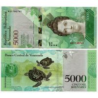 Венесуэла. 5000 боливаров (образца 2016 года, P97a, UNC)