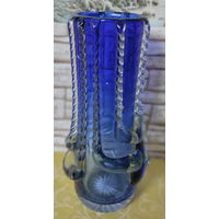 Ваза Ожерелье. Бердников. Первомайский з-д. Кобальтовое стекло, винтаж. 1980-1985 гг