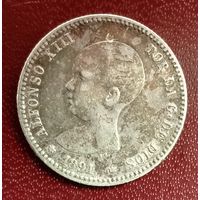 Испания 1 песета 1891