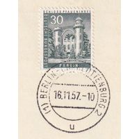 8.ETB. Германия. Западный Берлин. 1957 г. Городские пейзажи Берлина. Лист первого дня гашения. Mi.#148/ETB#32.