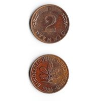 2 пфеннига Германия 1986 года(G)