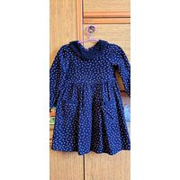 Платье вельветовое синее, р.116-122, б.у на 5-6 лет