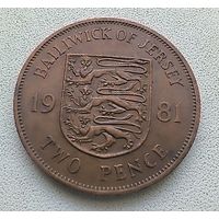 Джерси 2 Пенса, 1981 (Один год чекана, 50000 шт)  6-5-8