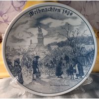 Настенная декоративная тарелка. 20 см. Рождество 1989 г. Германия.