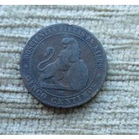 Werty71 Испания 5 сентимо 1870 Лев