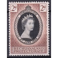 76.BrKS. Великобритания. Колонии. Бечуаналенд. Коронация Елизаветы II. 1953 г. 2d. Mi.#128.