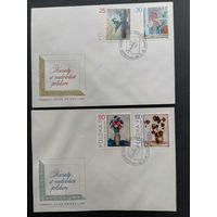 Польша 1989 Четыре КПД с полной серией марок "Цветочные натюрморты" (спецгашение) Mi.3237-3244 каталог 3.00 евро