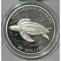 20 долларов 1993 кожистая черепаха 31,5г 925 проба